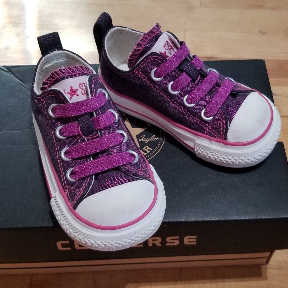 Converse allstar purple glitter baby shoes size 4